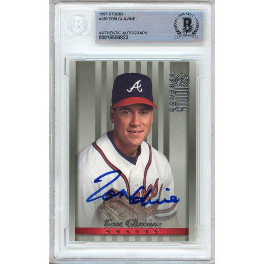Tom Glavine Atlanta Braves Signed 1997 Donruss Studio Card Beckett Authentic Auto Slab