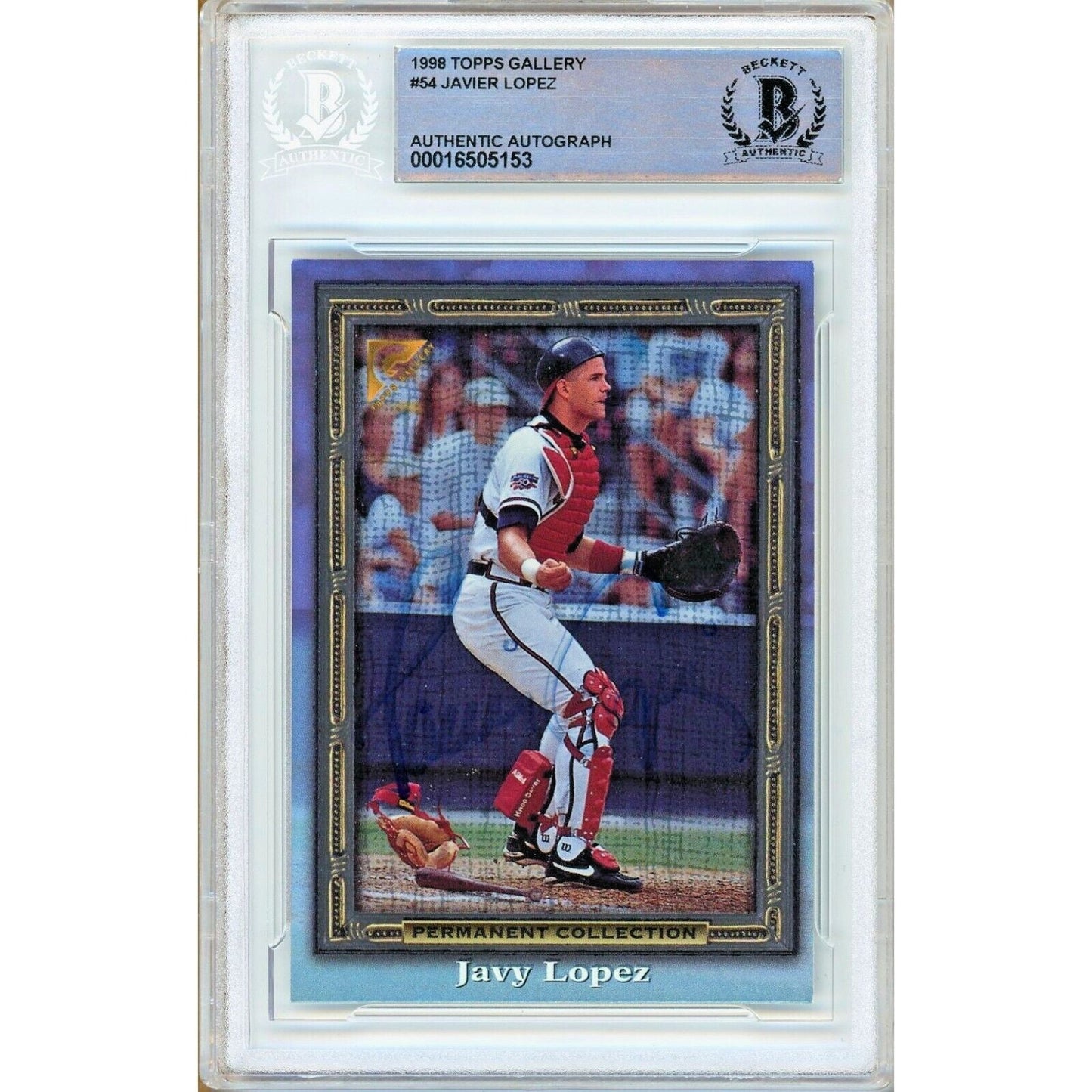 1998 Topps Gallery #54 — Javy Lopez Atlanta Braves Autographed Trading Card Beckett Authentication