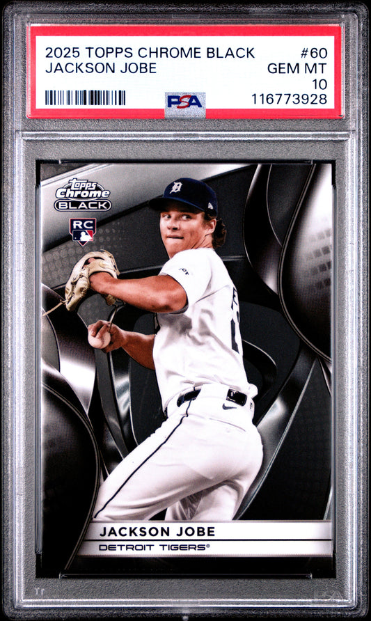 Graded 2025 Topps Chrome Black Jackson Jobe #60 Rookie RC Baseball Card PSA 10 Gem Mint