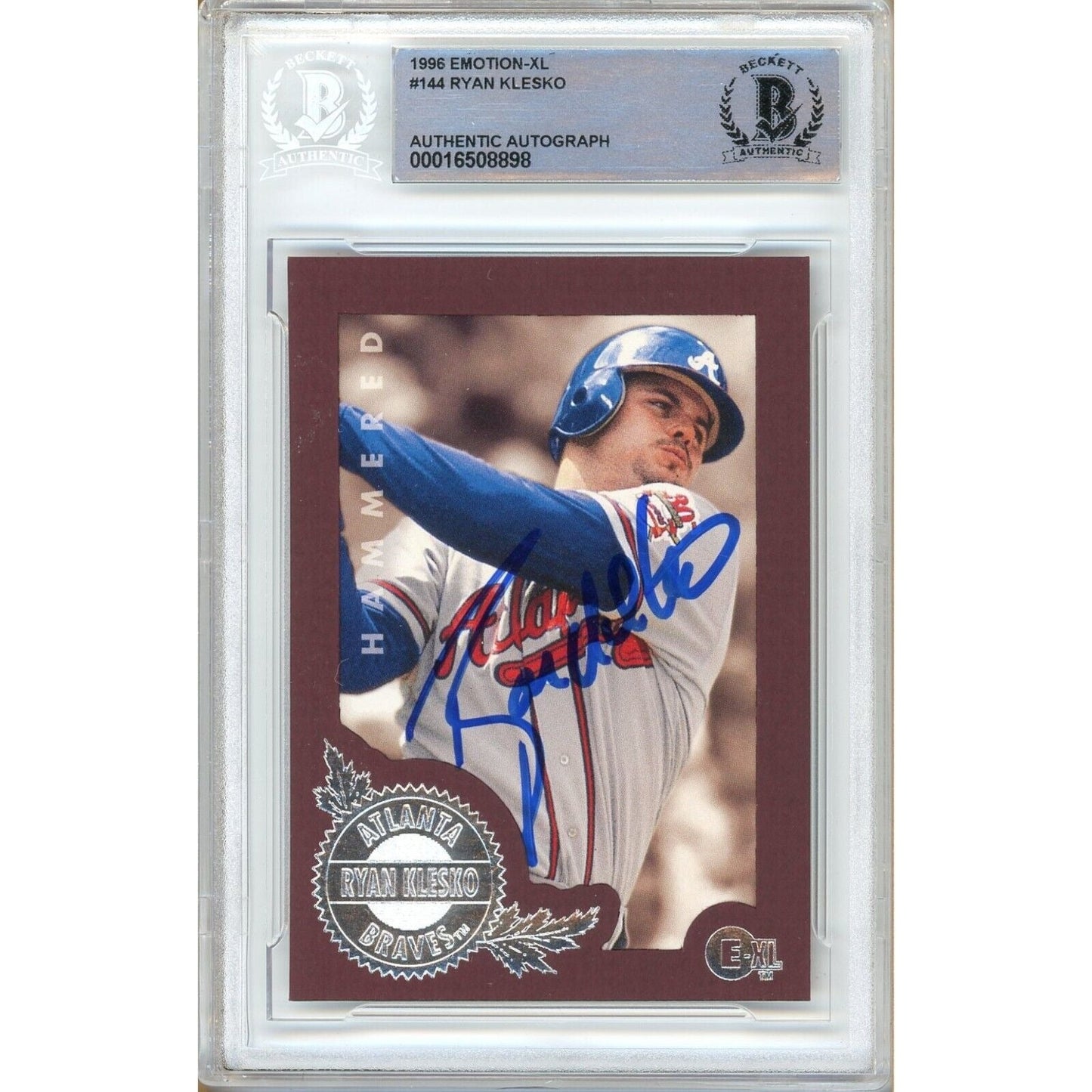 Ryan Klesko Atlanta Braves Signed 1996 Skybox Emotion-XL Card Beckett Auth Auto Slab