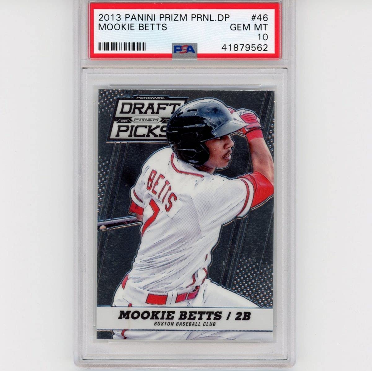 Graded 2013 Panini Prizm Mookie Betts #46 Perennial Draft Picks Rookie RC Baseball Card PSA 10 Gem Mint