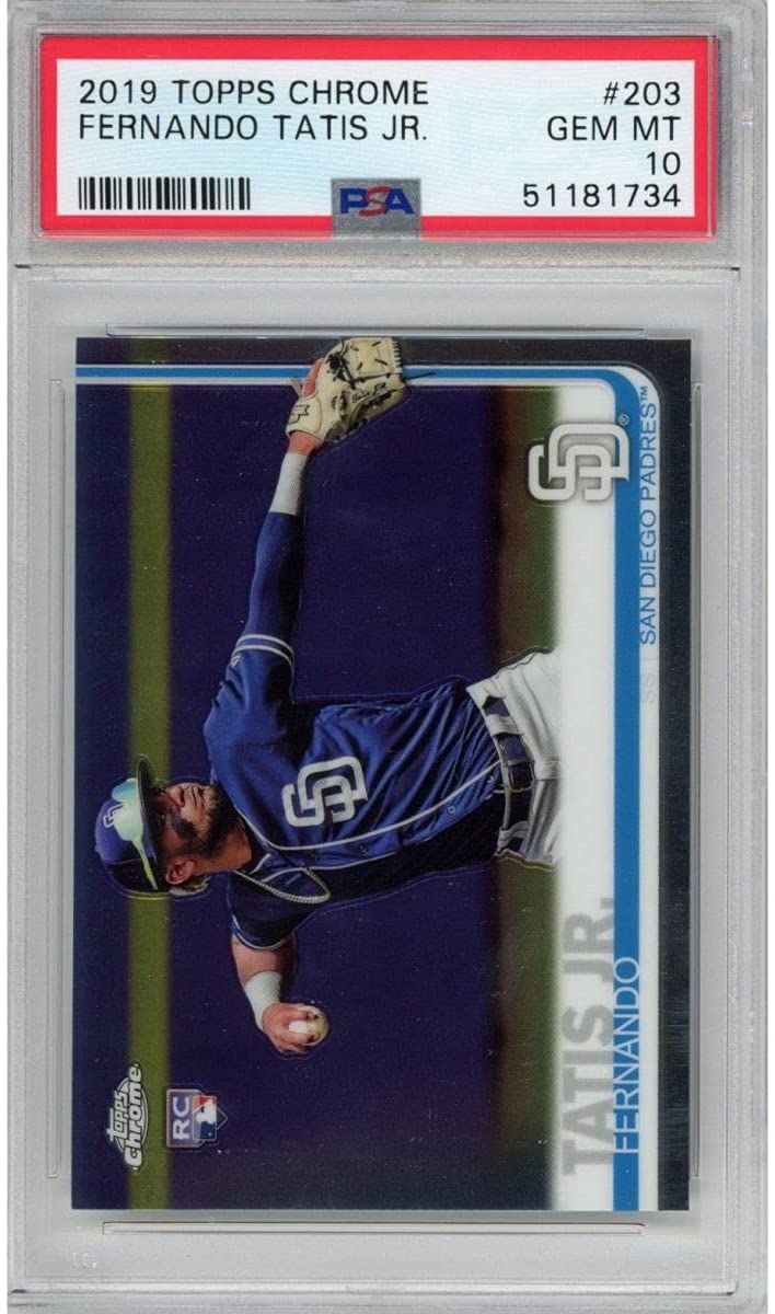 Graded 2019 Topps Chrome Fernando Tatis Jr. #203 Rookie RC Baseball Card PSA 10 Gem Mint - Sport Cards
