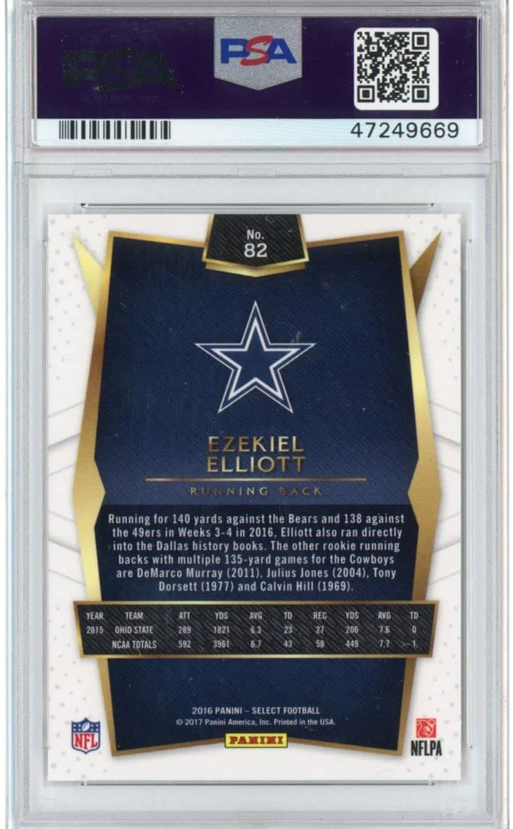 Graded 2016 Panini Select Ezekiel Elliott #82 Rookie RC Football Card PSA 10 Gem Mint