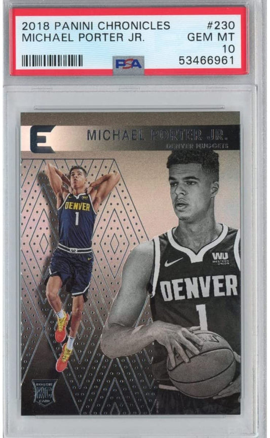 Graded 2018-19 Panini Chronicles Michael Porter Jr. #230 Rookie RC Basketball Card PSA 10 Gem Mint - Sport Cards