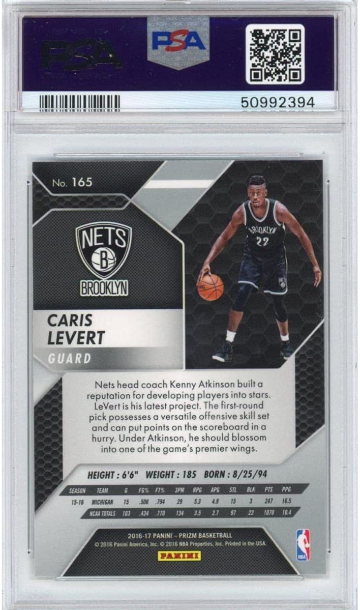 Graded 2016-17 Panini Prizm Caris LeVert #165 Rookie RC Basketball Card PSA 10 Gem Mint - Sport Cards