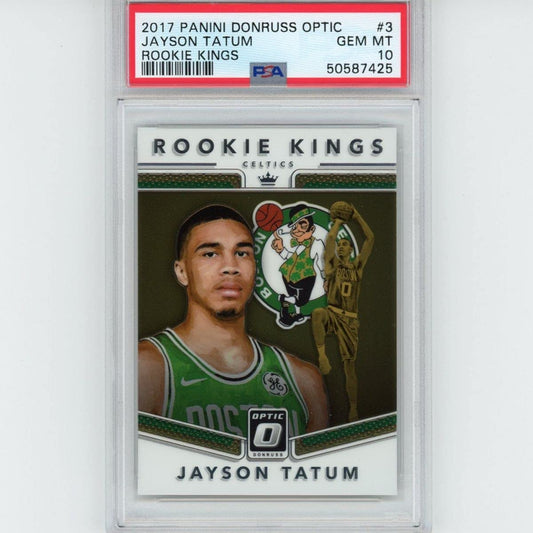 Graded 2017-18 Panini Donruss Optic Jayson Tatum #3 Rookie Kings RC Basketball Card PSA 10 Gem Mint