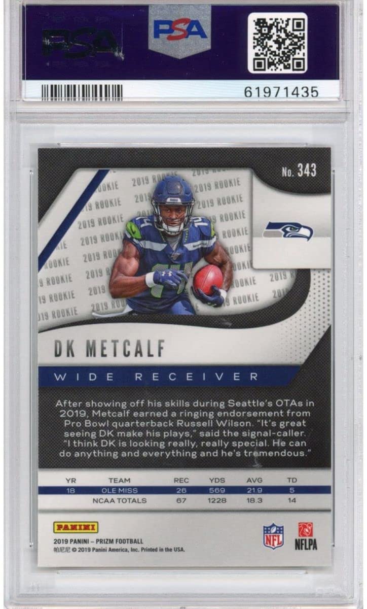 Graded 2019 Panini Prizm DK D.K. Metcalf #343 Rookie RC Football Card PSA 10 Gem Mint - Sport Cards