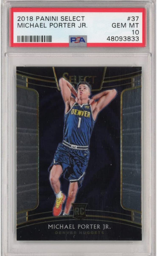 Graded 2018-19 Panini Select Michael Porter Jr. #37 Rookie RC Basketball Card PSA 10 Gem Mint - Sport Cards