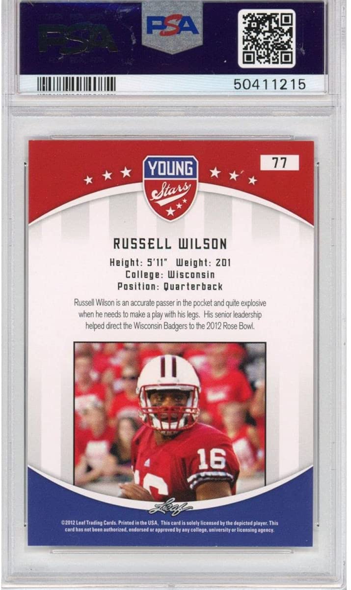 Graded 2012 Leaf Young Stars Russell Wilson #77 Rookie RC Football Card PSA 10 Gem Mint - Sport Cards