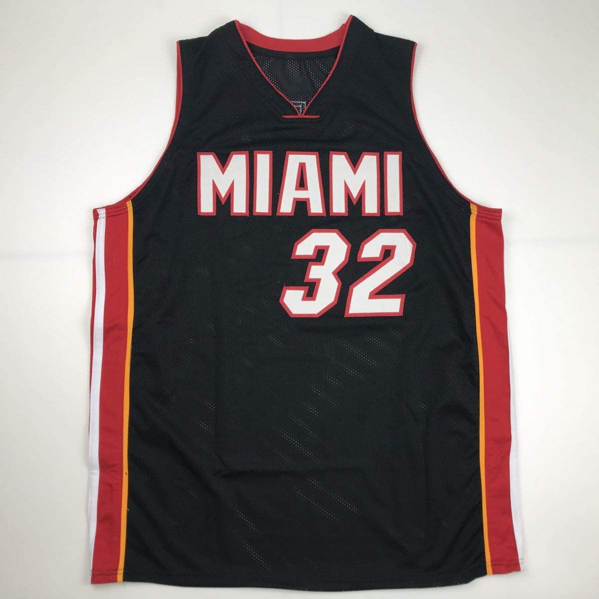 Autographed/Signed Shaquille Shaq O'Neal Miami Black Basketball Jersey Beckett BAS COA - Sport Cards