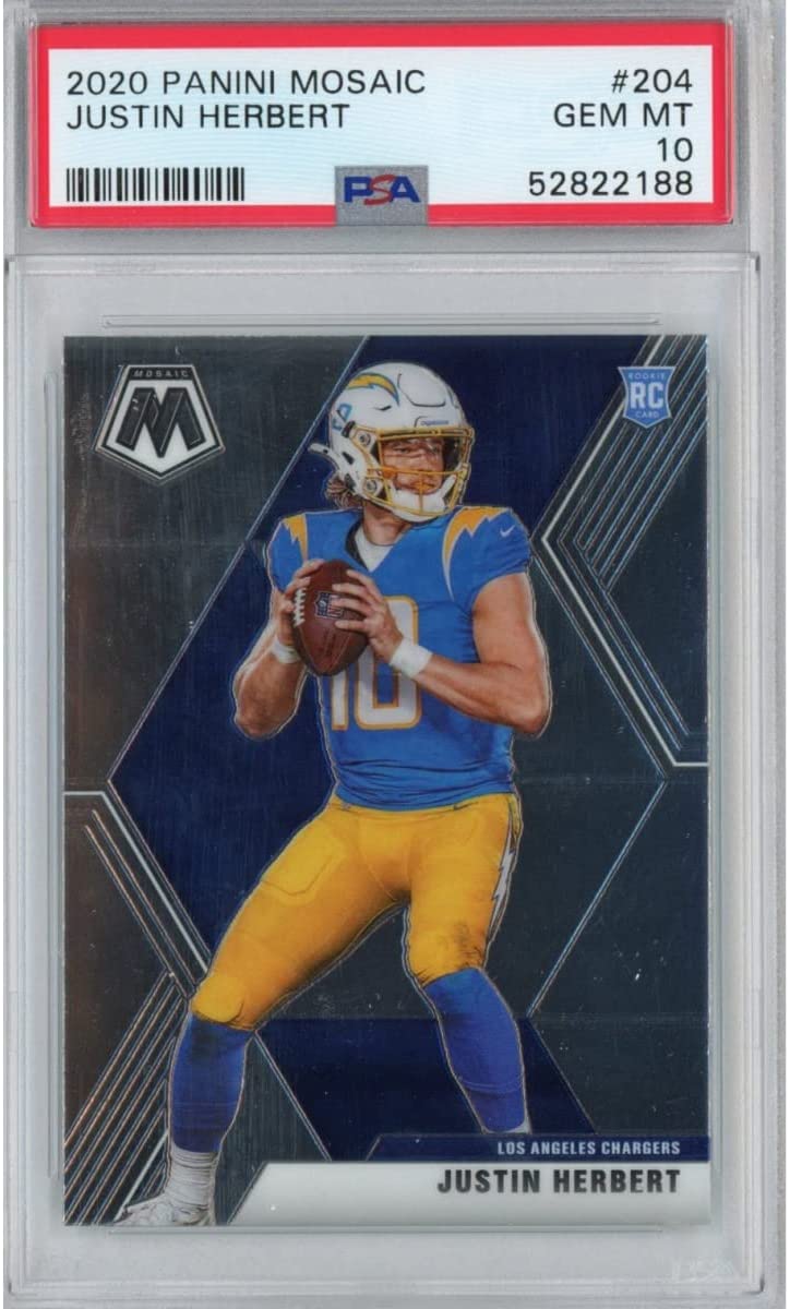 Graded 2020 Panini Mosaic Justin Herbert #204 Rookie RC Football Card PSA 10 Gem Mint
