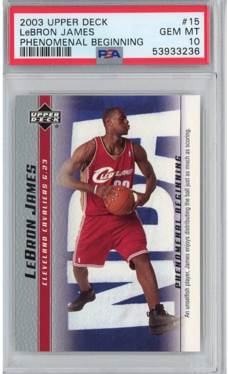 Graded 2003-04 Upper Deck UD LeBron James #15 Phenomenal Beginning Rookie RC Basketball Card PSA 10 Gem Mint