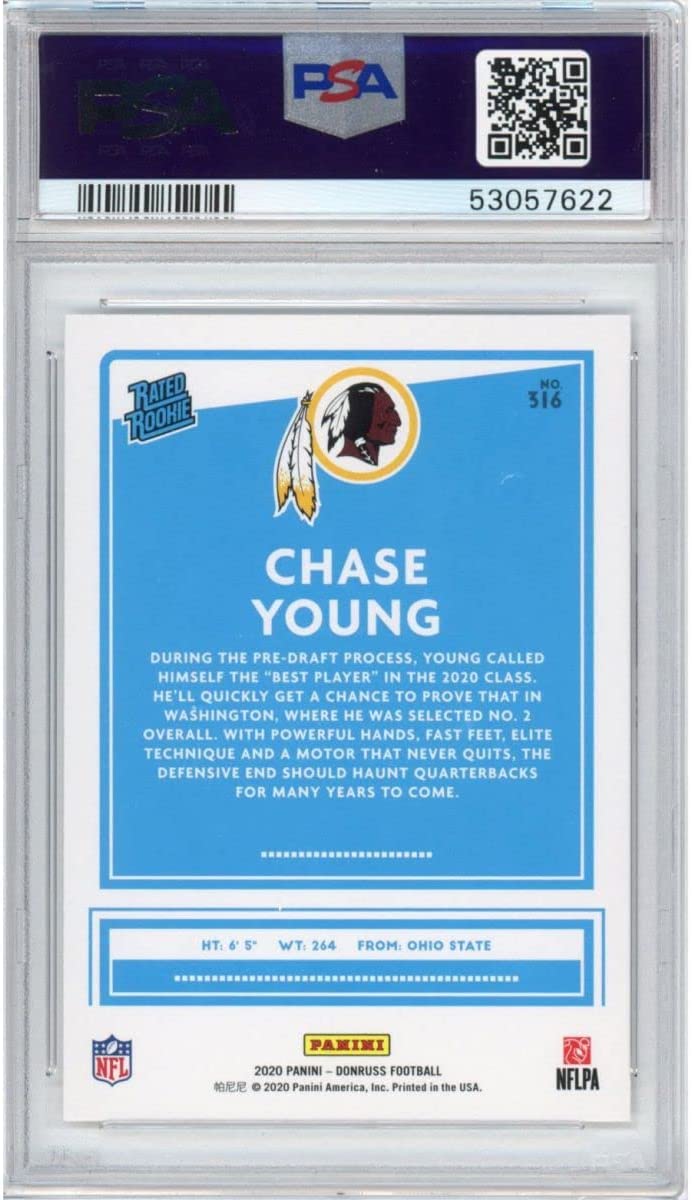 Graded 2020 Panini Donruss Chase Young #316 Rookie RC Football Card PSA 10 Gem Mint