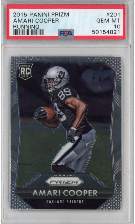 Graded 2015 Panini Prizm Amari Cooper #201 Running Rookie RC Football Card PSA 10 Gem Mint - Sport Cards