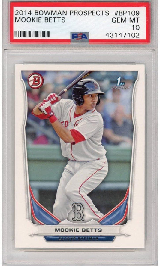 Graded 2014 Bowman Prospects Mookie Betts #BP109 Rookie RC Baseball Card PSA 10 Gem Mint