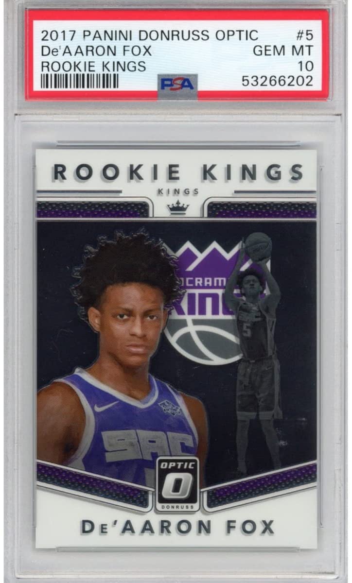 Graded 2017-18 Panini Donruss Optic De'Aaron Fox #5 Rookie Kings RC Basketball Card PSA 10 Gem Mint - Sport Cards