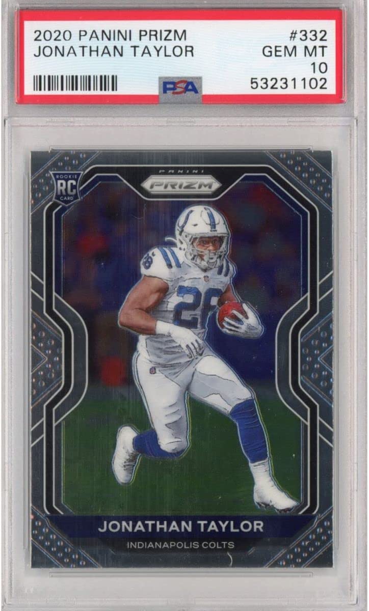 Graded 2020 Panini Prizm Jonathan Taylor #332 Rookie RC Football Card PSA 10 Gem Mint - Sport Cards