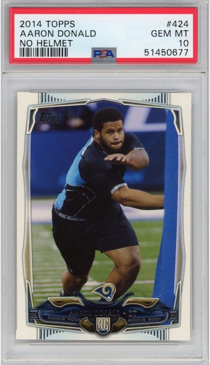 Graded 2014 Topps Aaron Donald #424 No Helmet Rookie RC Football Card PSA 10 Gem Mint