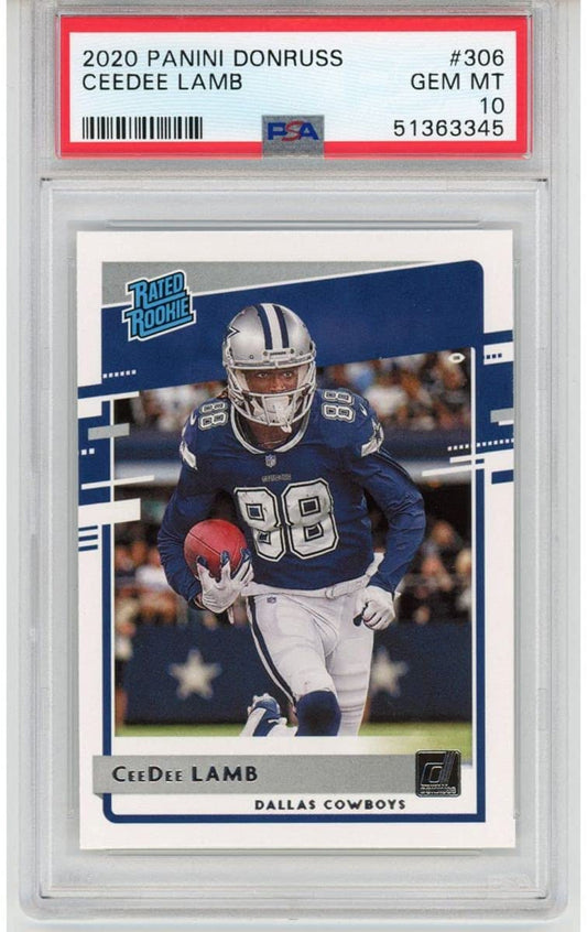 Graded 2020 Panini Donruss CeeDee Lamb #306 Rookie RC Football Card PSA 10 Gem Mint