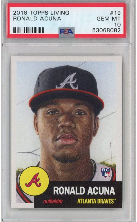 Graded 2018 Topps Living Ronald Acuna Jr. #19 Rookie RC Baseball Card PSA 10 Gem Mint