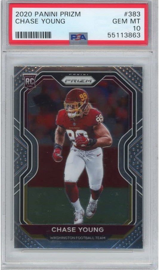 Graded 2020 Panini Prizm Chase Young #383 Rookie RC Football Card PSA 10 Gem Mint