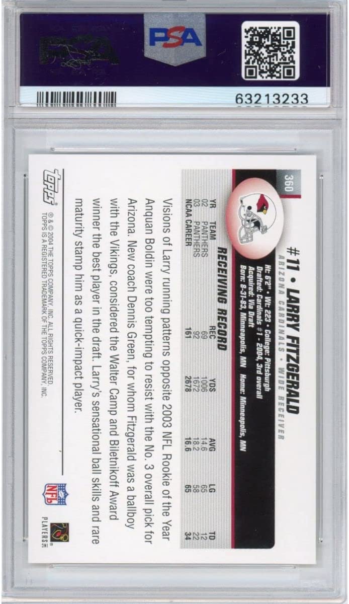 Graded 2004 Topps Larry Fitzgerald #360 Collection Rookie RC Football Card PSA 10 Gem Mint