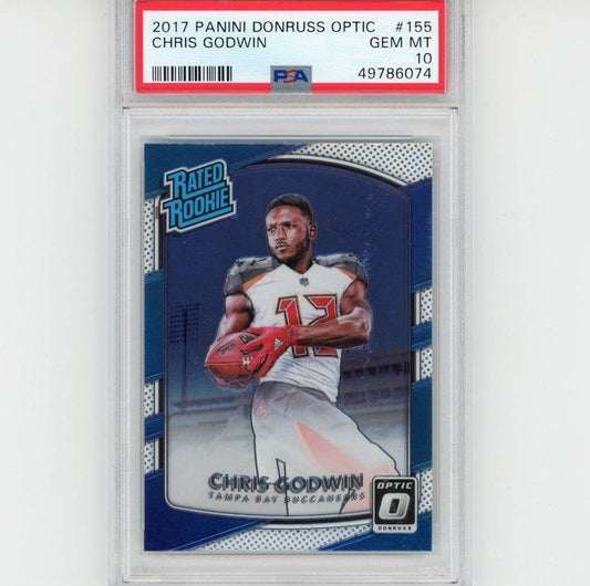 Graded 2017 Panini Donruss Optic Chris Godwin #155 Rated Rookie RC Football Card PSA 10 Gem Mint - Sport Cards