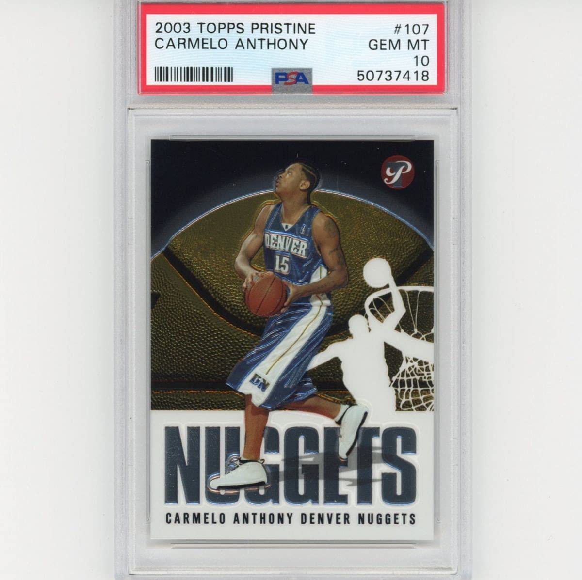 Graded 2003-04 Topps Pristine Carmelo Anthony #107 Rookie RC Basketball Card PSA 10 Gem Mint