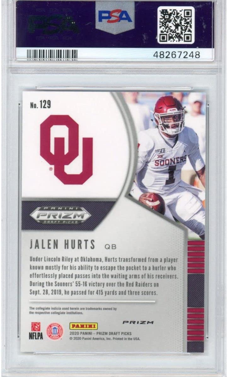 Graded 2020 Panini Prizm Draft Picks DP Jalen Hurts #129 Red Prizm Rookie RC Football Card PSA 10 Gem Mint