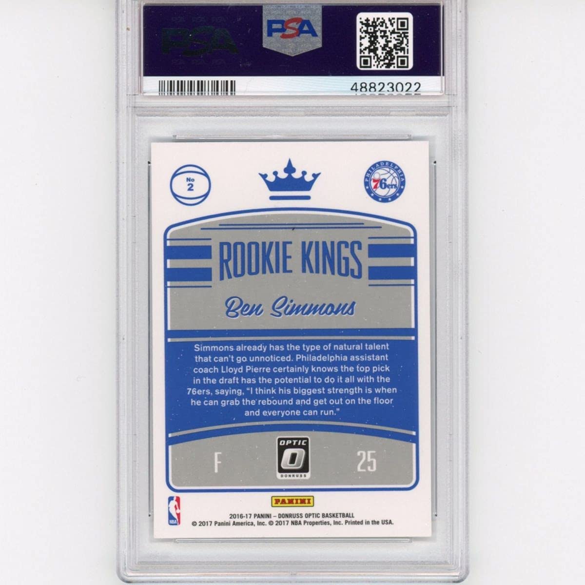 Graded 2016-17 Panini Donruss Optic Ben Simmons #2 Rookie Kings RC Basketball Card PSA 10 Gem Mint - Sport Cards