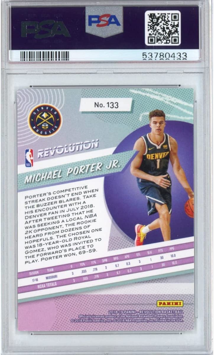 Graded 2018-19 Panini Revolution Michael Porter Jr. #133 Rookie RC Basketball Card PSA 10 Gem Mint - Sport Cards