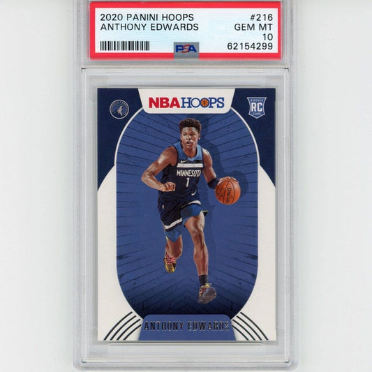 Graded 2020-21 Panini Hoops Anthony Edwards #216 Rookie RC Basketball Card PSA 10 Gem Mint