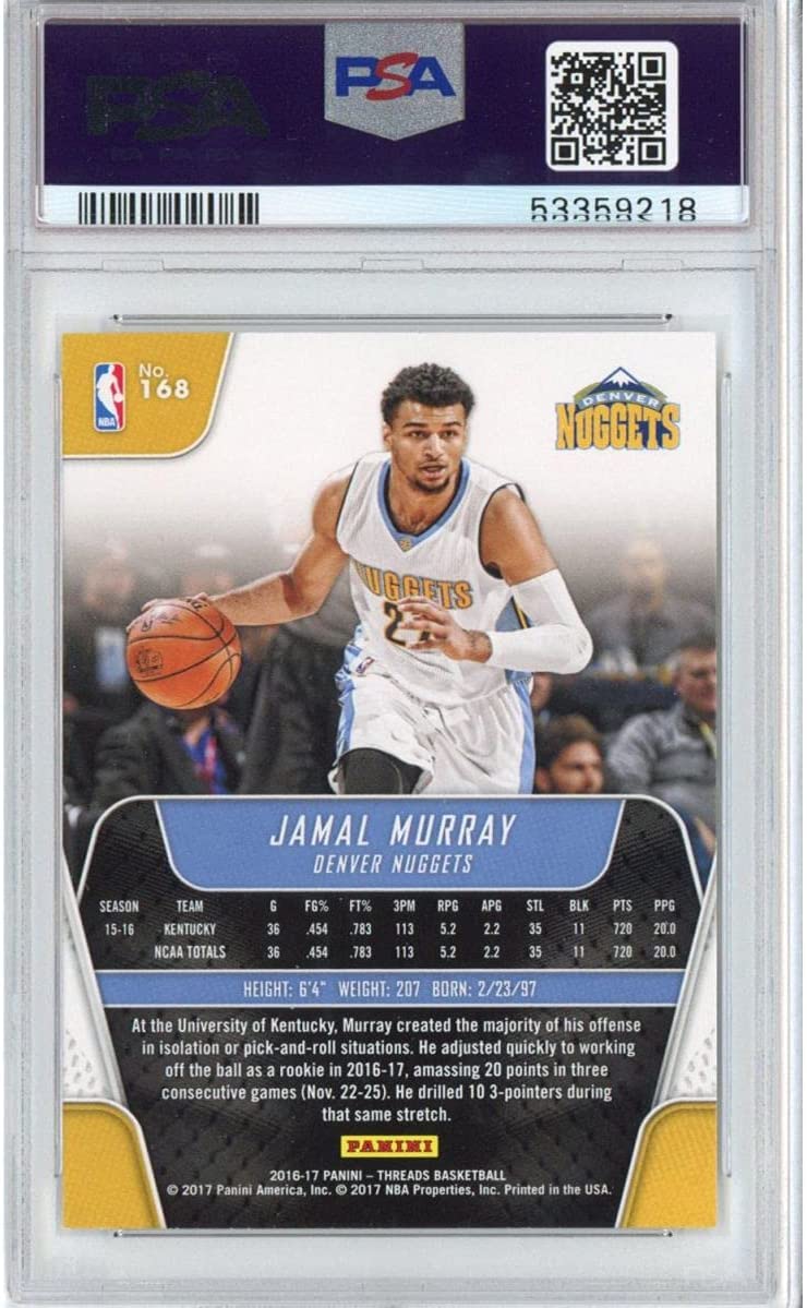 Graded 2016-17 Panini Threads Jamal Murray #168 Rookie RC Basketball Card PSA 10 Gem Mint