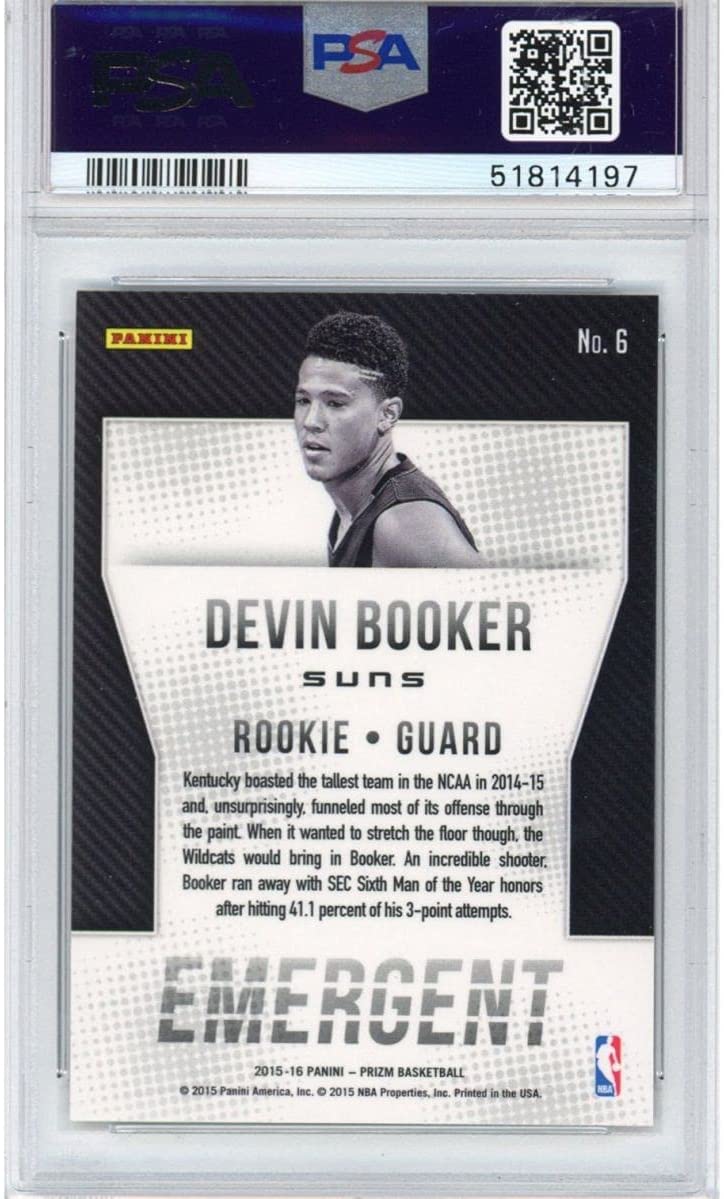 Graded 2015-16 Panini Prizm Devin Booker #6 Emergent Rookie RC Basketball Card PSA 10 Gem Mint