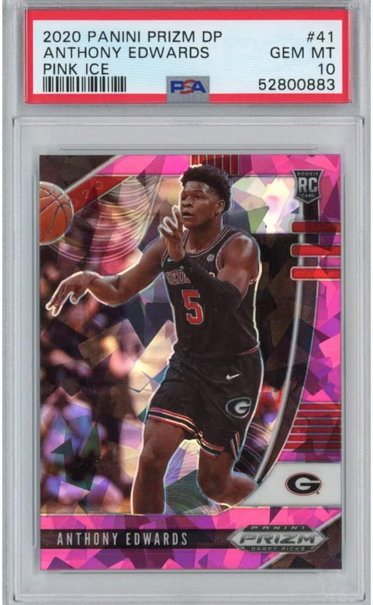Graded 2020-21 Panini Prizm DP Draft Picks Anthony Edwards #41 Pink Ice Rookie RC Basketball Card PSA 10 Gem Mint