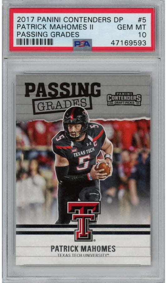 Graded 2017 Panini Contenders Draft Picks DP Patrick Mahomes II #5 Passing Grades Rookie RC Football Card PSA 10 Gem Mint