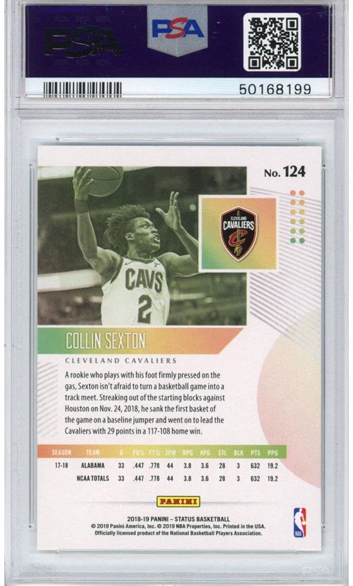 Graded 2018-19 Panini Status Collin Sexton #124 Rookie RC Basketball Card PSA 10 Gem Mint - Sport Cards