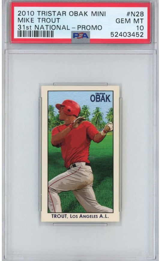 Graded 2010 Tristar Obak Mini Mike Trout #N28 31st National Promo Rookie RC Baseball Card PSA 10 Gem Mint