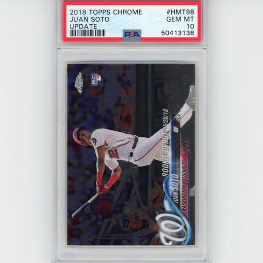 Graded 2018 Topps Chrome Update Juan Soto #HMT98 Rookie RC Baseball Card PSA 10 Gem Mint