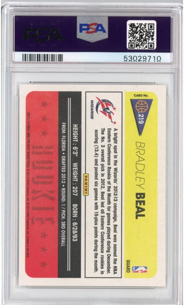 Graded 2012-13 Panini Past & Present Bradley Beal #219 Rookie RC Basketball Card PSA 10 Gem Mint - Sport Cards