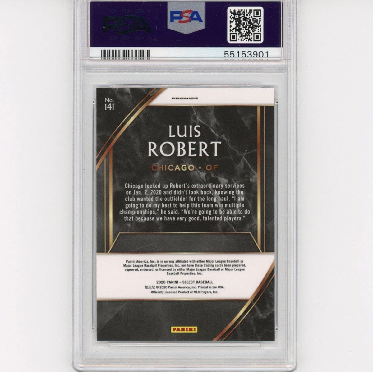 Graded 2020 Panini Select Luis Robert #141 Rookie RC Baseball Card PSA 10 Gem Mint