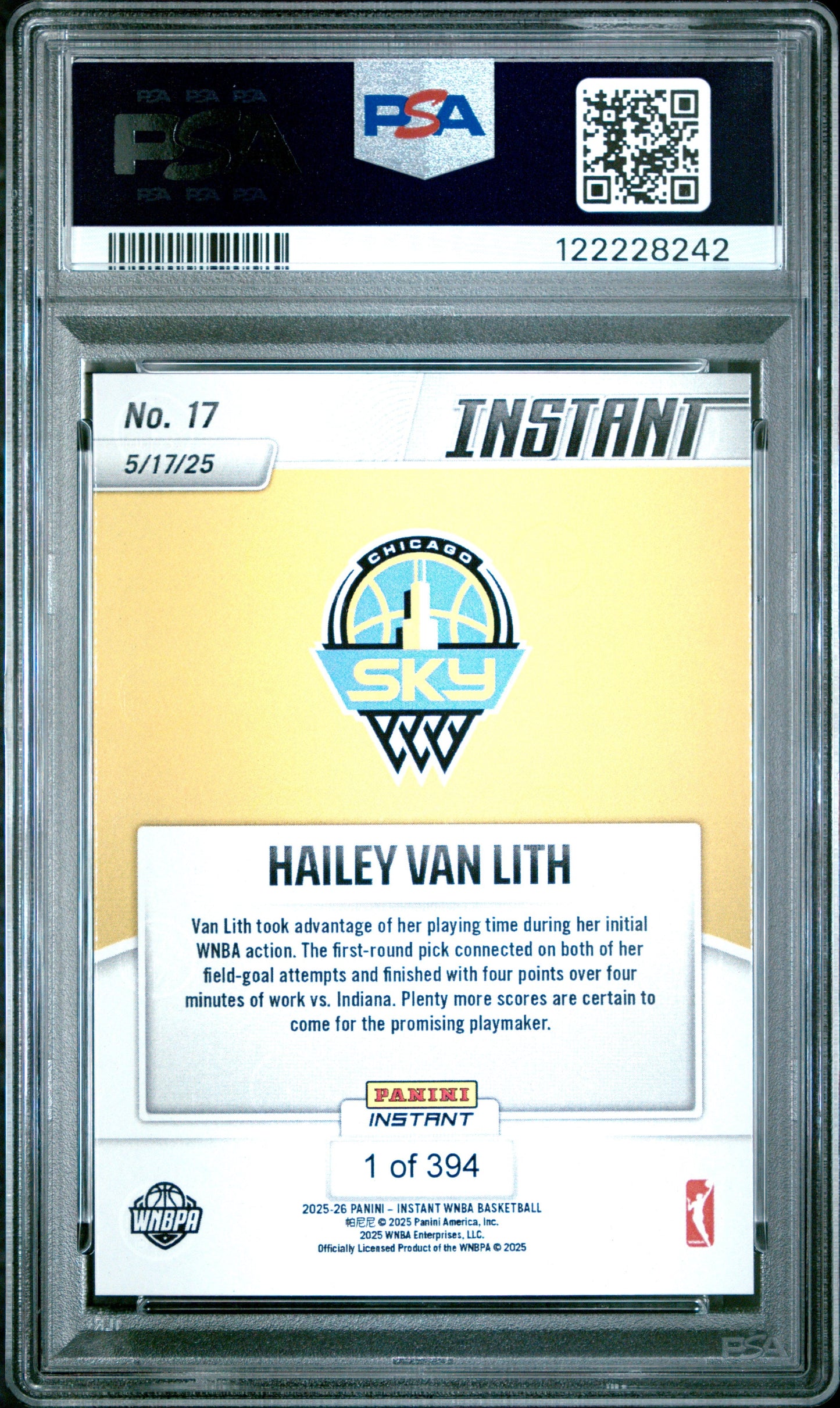 Graded 2025 Panini Instant Hailey Van Lith #17 Rookie RC Basketball Card PSA 10 Gem Mint