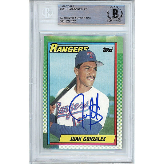 1990 Topps #331 — Juan Gonzalez Texas Rangers Autographed Trading Card — Beckett Authentication