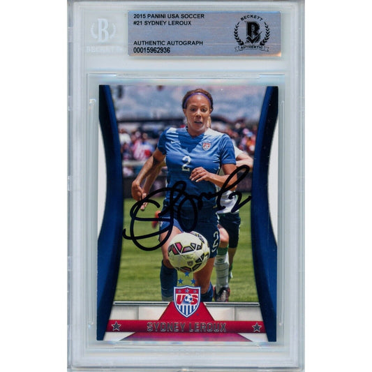 Sydney Leroux USWNT Signed 2015 Panini USA Soccer Card Beckett Authentic Auto Slab