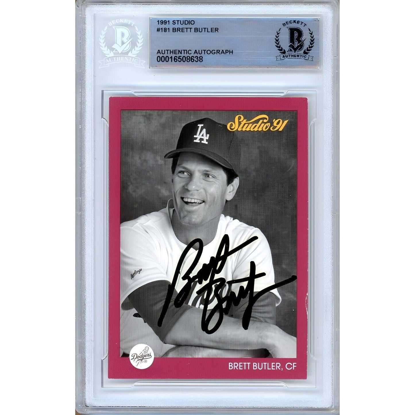 1991 Donruss Studio #181 — Brett Butler LA Dodgers Autographed Trading Card — Beckett Authentication