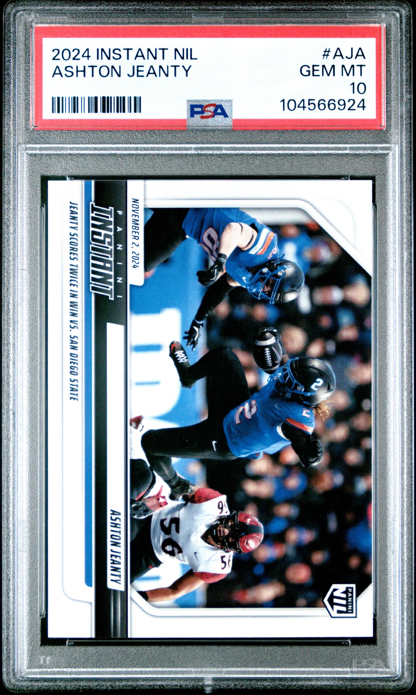 Graded 2024 Panini Instant NIL Ashton Jeanty #AJA Rookie RC Football Card PSA 10 Gem Mint