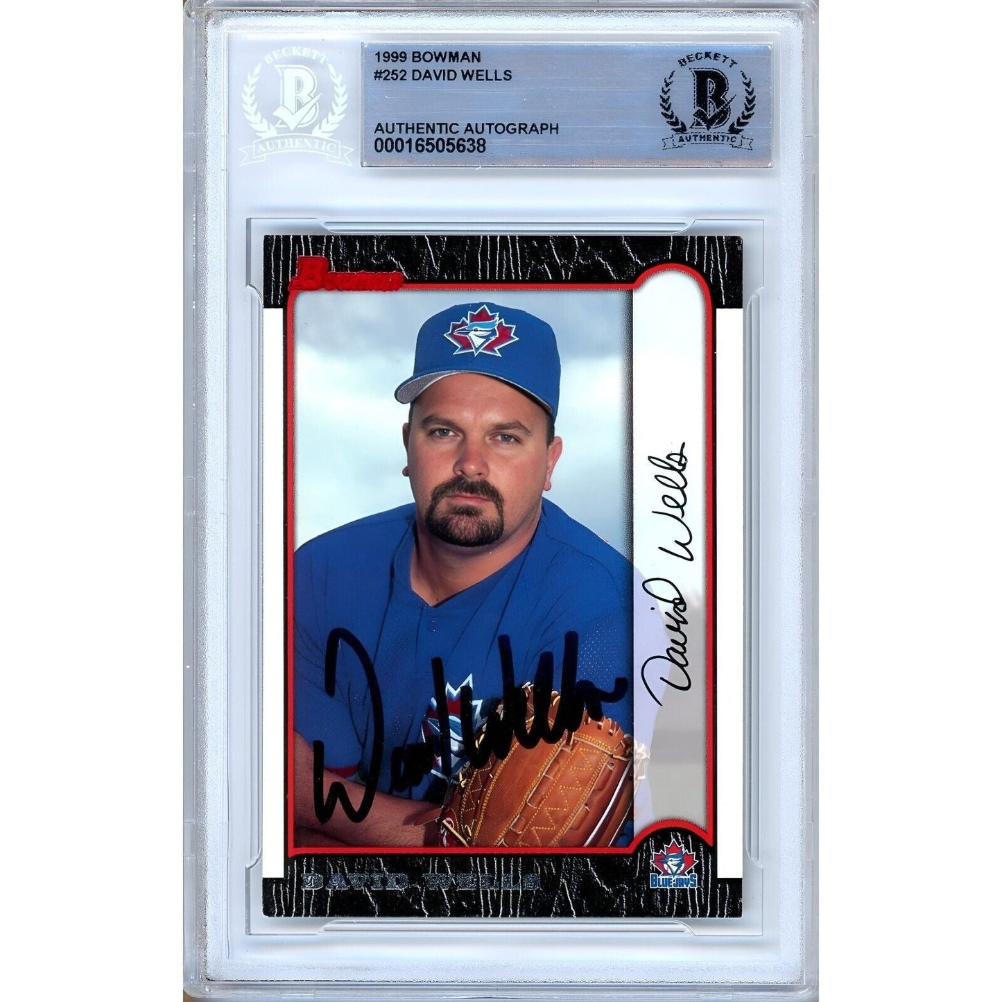 1999 Bowman #252 — David Wells Toronto Blue Jays Autographed Trading Card — Beckett Authentication