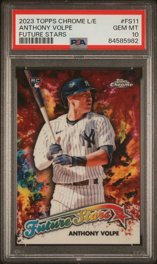 Graded 2023 Topps Chrome Logofractor Edition Anthony Volpe #FS11 Future Stars Rookie RC Baseball Card PSA 10 Gem Mint