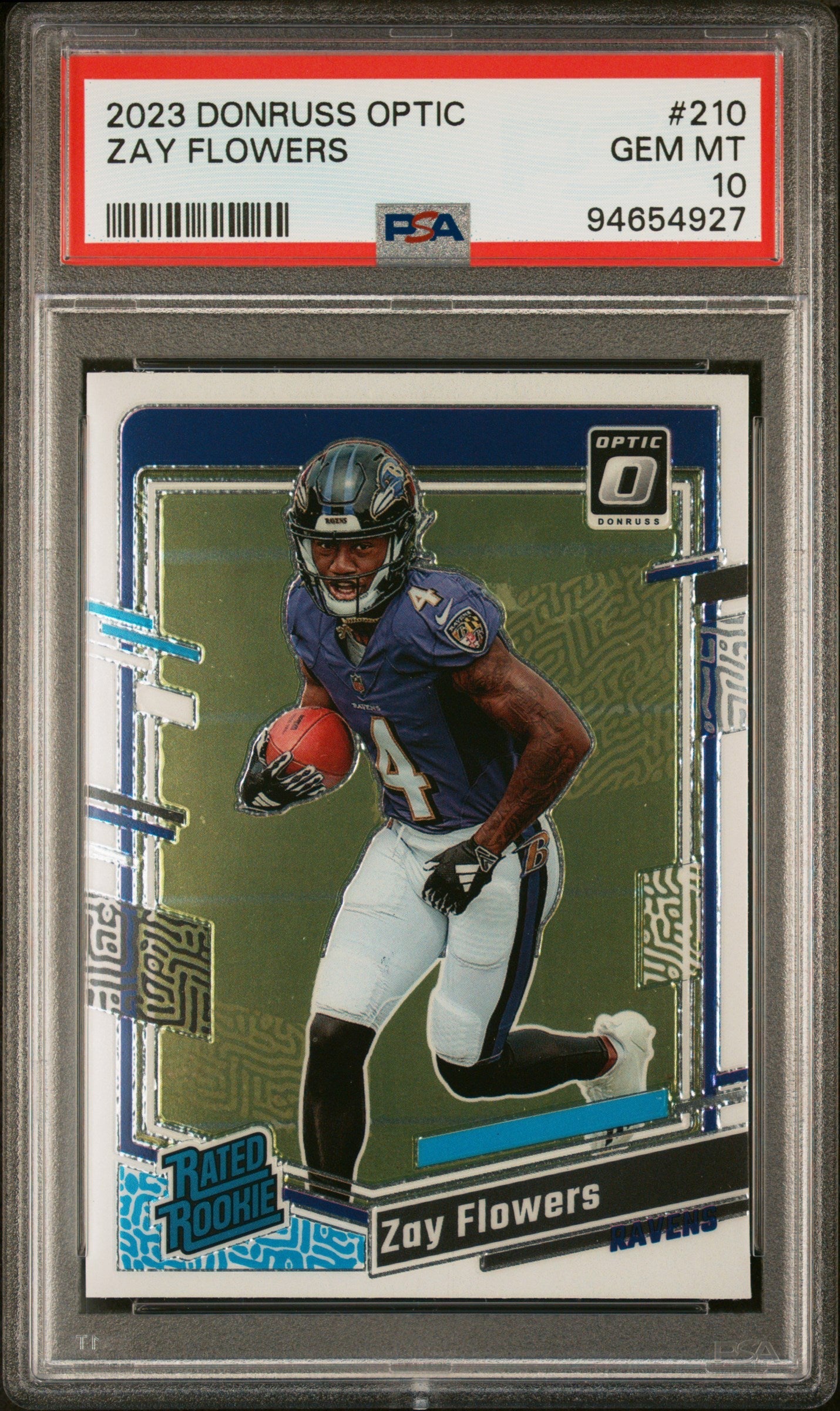 Graded 2023 Panini Donruss Optic Zay Flowers #210 Rookie RC Football Card PSA 10 Gem Mint - Sport Cards