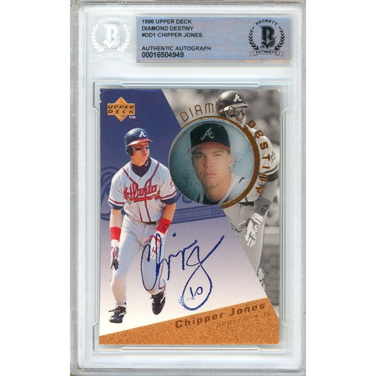 1996 Upper Deck Diamond Destiny #DD1 — Chipper Jones Atlanta Braves Autographed Trading Card — Beckett Authentication